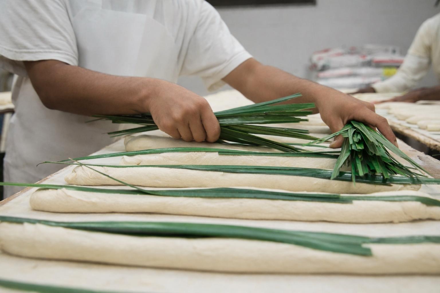 Baker crafting Cuban bread