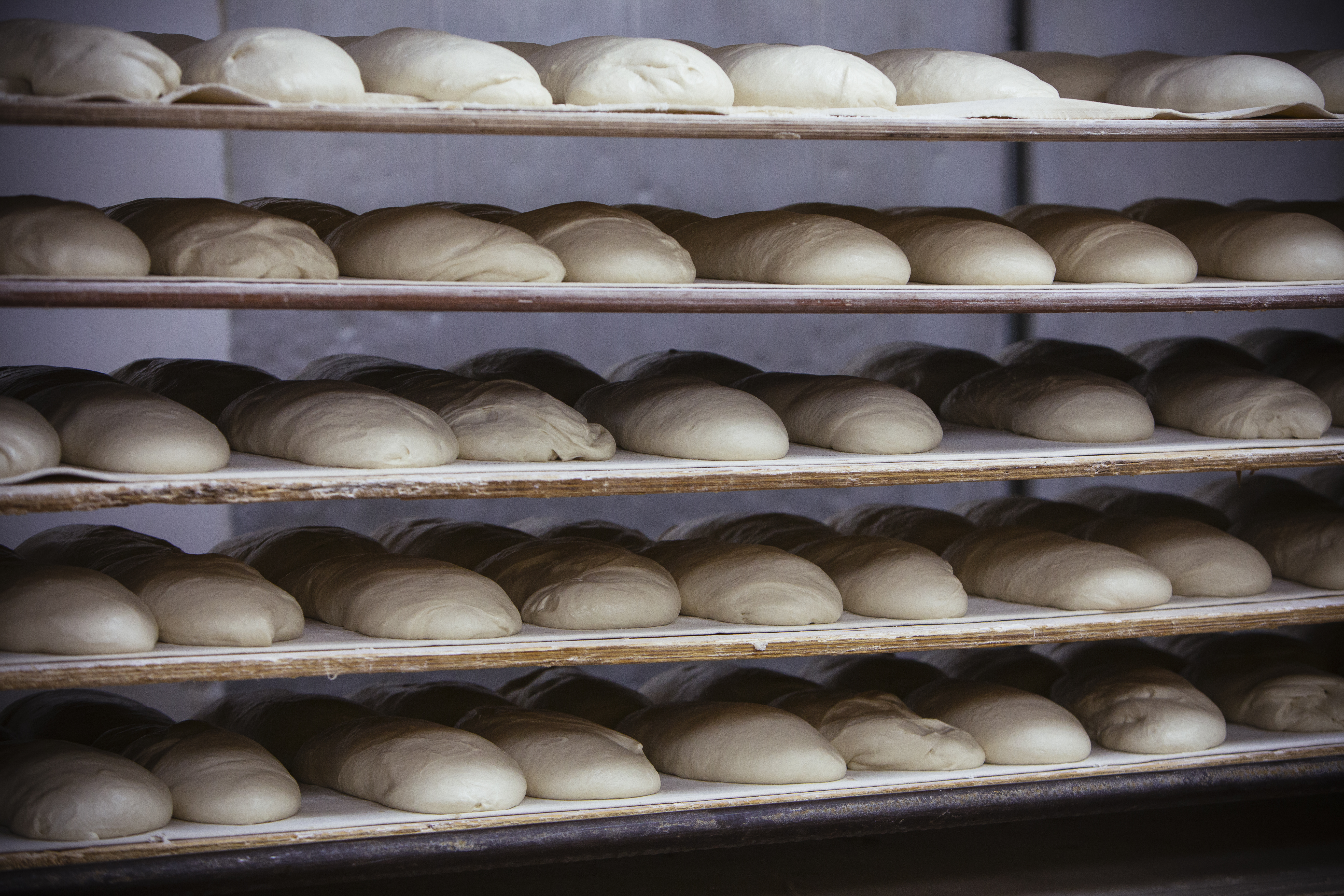 Bread on racks
